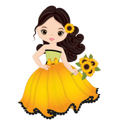 Beautiful Girl Holding Bouquet Of Sunflowers