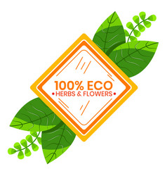 Eco Friendly Label With Green Leaves Orange