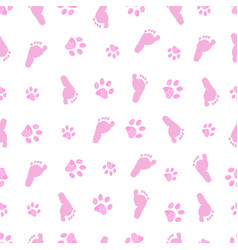 Foot Prints And Paw Prints Seamless Baby Shower