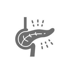 Pancreatic Diseases Diabetes Grey Icon Isolated