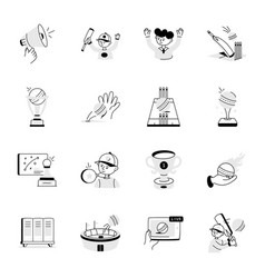 Premium Set Of Cricket Game Doodle Icons