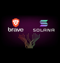 Brave Browser Logo And Solana Blockchain Symbol