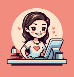 Beautiful Woman Working On Computer At Home