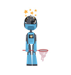 Friendly Robot With Net And Stars Over Its Head