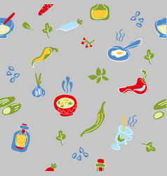 Seamless Pattern Appetizing Food Soup Bowl