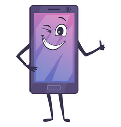 Winking Face Phone Character Cartoon Mascot