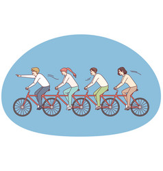 Business People Riding One Bike