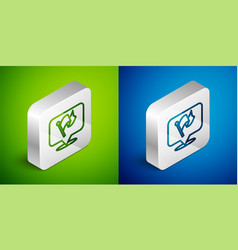 Isometric Line Flag Icon Isolated On Green