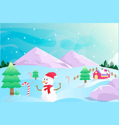 Merry Christmas Winter On Mountain Background