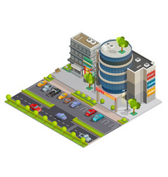 Shopping Center Street View Isometric Composition