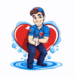 A Male Plumber With Big Red Heart