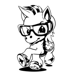 Cute Cartoon Unicorn With Sunglasses Isolated