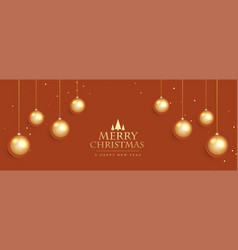 Elegant Merry Christmas Banner With Hanging Balls