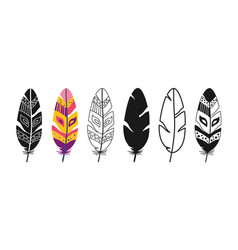 Feather Linear Icon Cartoon Symbol Set Colorful