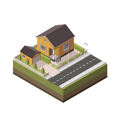 Isometric Suburban House Country Building