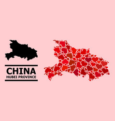 Red Love Mosaic Map Hubei Province