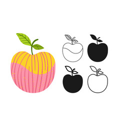 Apple Symbol Cartoon Set Juicy Whole Pink