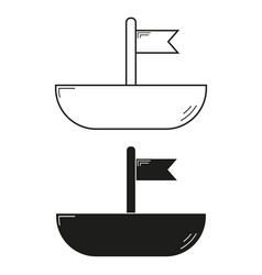 Black And White Toy Boat Icon Flat Design