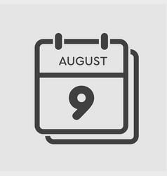 Calendar Icon Day 9 August Date Days Year