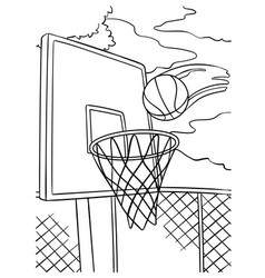 Basketball Hoop And Ball Coloring Page For Kids