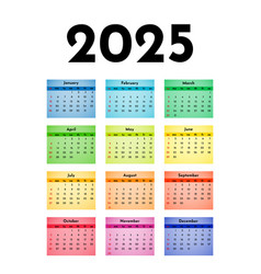 Calendar For 2025 Isolated On A White Background