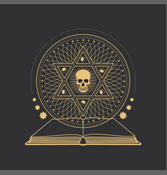 Occult Pentagram Skull And Black Magic Book