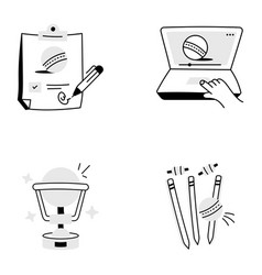 Trendy Cricket Enjoyment Doodle Icons