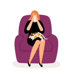 Depressed Woman And Cat