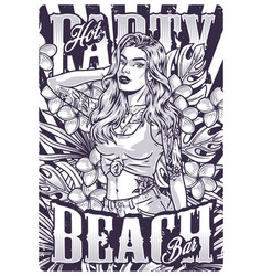 Hot Beach Party Poster Monochrome