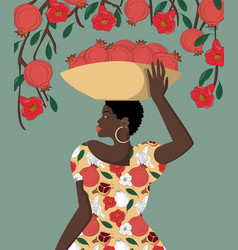 Woman In Pomegranate Fruit Print Girl