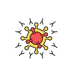 Antibodies Attacking Viruscolor Line Icon Human