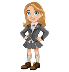 Cute Girl Student In School Uniform