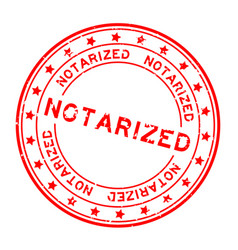 Grunge Red Notarized Word With Star Icon Round