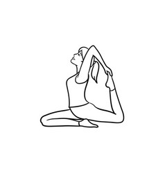 Woman In Yoga King Pigeon Pose Hand Drawn Outline