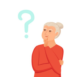 Old Woman Thinking With Question Marks