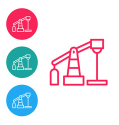 Red Line Oil Pump Or Pump Jack Icon Isolated On