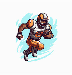 American Football Player In Action Isolated