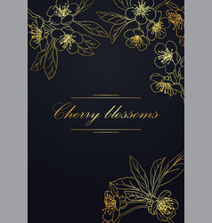 Card With Stylized Cherry Blossom Golden