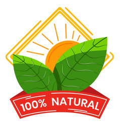 Eco-friendly Badge With Green Leaves And Sun 100