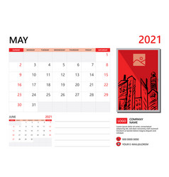 Calendar 2021 Design May 2021 Template