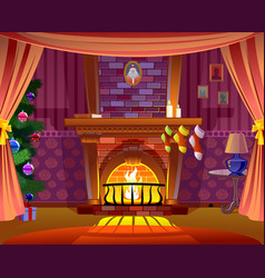 Fireplace Cartoon Christmas Card Drawing