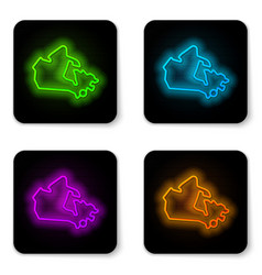 Glowing Neon Line Canada Map Icon Isolated