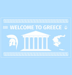 Greece Travel Poster With Parthenon And Land