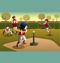 Kids Playing Tee Ball