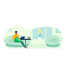 Man Relaxing In A Chair Lamps Laptop