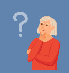 Old Woman Thinking With Question Marks