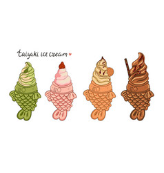 A Set Of Ice Cream In The Form Of Taiyaki Fish