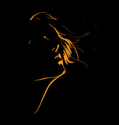 Woman Face Silhouette In Backlight Low Key