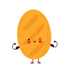 Cute Funny Bread Show Muscle Hand Drawn