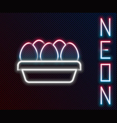 Glowing Neon Line Chicken Egg In Box Icon Isolated